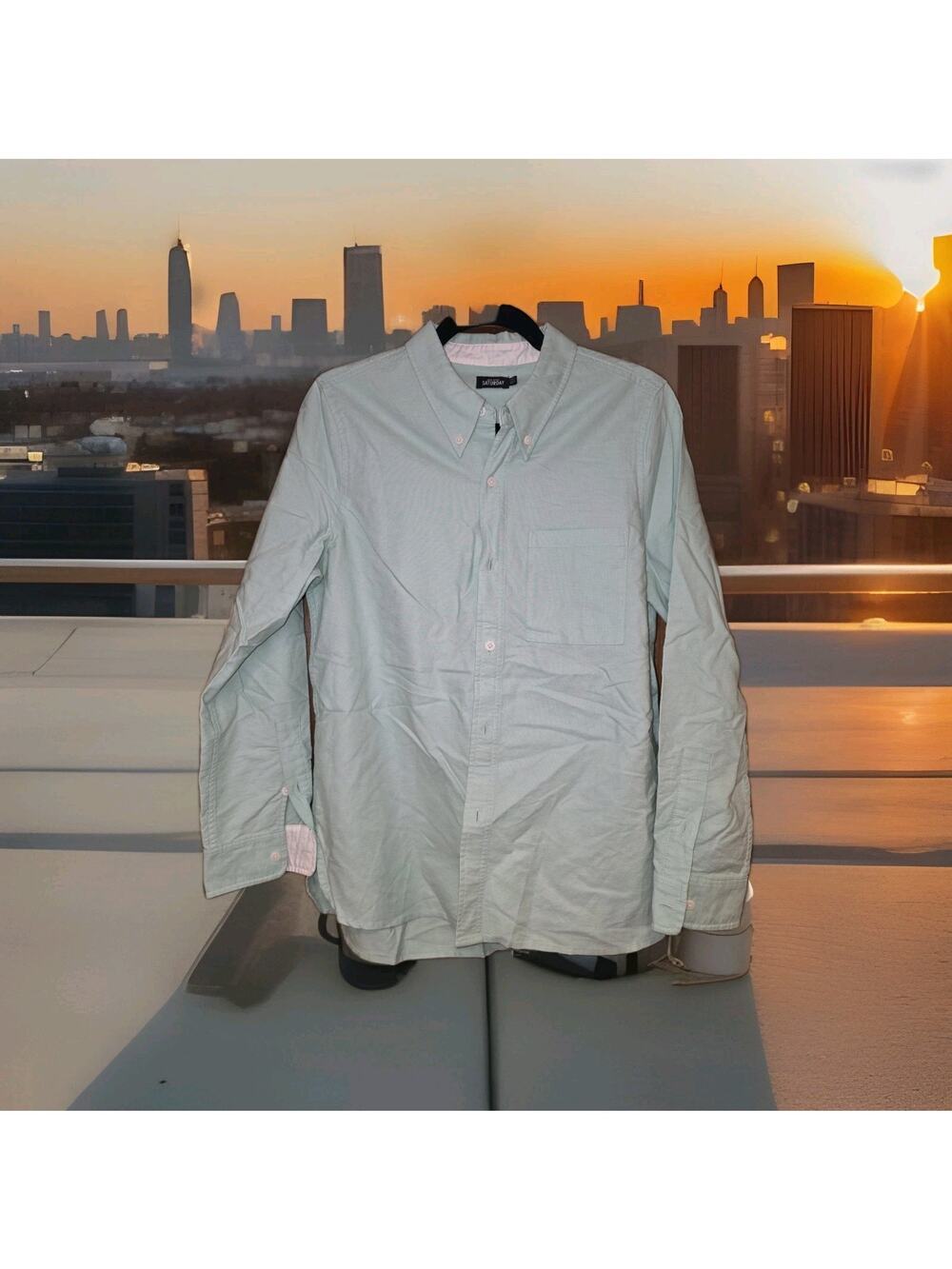 EUC Kate Spade Saturday Light Green Long Sleeved Button Up Sz 8 100% Cotton